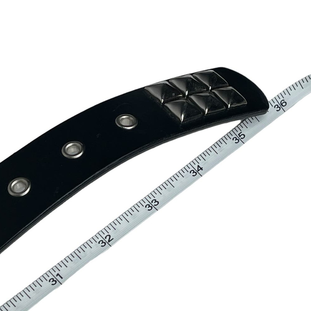 Hot Topic Two Row Pyramid Stud Belt Black with Silver Tone Studs Size 32 - Picture 8 of 10